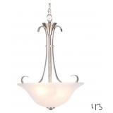 HAMPTON BAY Santa Rita 2-Light Brushed Nickel Inverted Pendant with Glass Shade