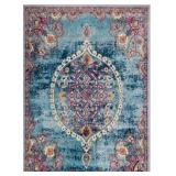 Rixos Collection Turquoise / Grey 5 ft. 3 in. x 7 ft. Distressed Medallion Design Vintage Area Rug