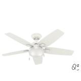 HUNTER Antero 46 in. LED Indoor Fresh White Ceiling Fan with Light
