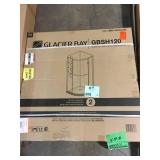 Glacier Bay Glamour 32 in. x 73.90 in. Semi-Frameless Corner Hinged Shower Door in Satin Nickel not used see pictures