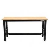 Husky Ready-to-Assemble 6 ft. Adjustable Height Solid Wood Top Workbench in Black not used see pictures
