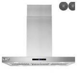 Akdy 36 in. Convertible Island Mount Range Hood in Stainless Steel with LED Lights, Touch Control Panel and Carbon Filters open box not used see pictures