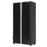 Husky Ready-to-Assemble 24-Gauge Steel Freestanding Garage Cabinet in Black (48 in. W x 72 in. H x 18 in. D) not used see pictures