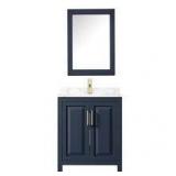 Glacier Bay  30.5 in. W Home Decorators Collection Everdean vanity in Deep Blue with Cultured Marble vanity top in White and Mirror open box see pictures