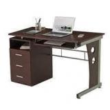 Techni 48 in. Rectangular Chocolate 3 Drawer Computer Desk with Keyboard Tray not used see pictures