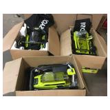 Lot of 3 Ryobi 40V Cordless Lawnmowers 2 of them have a battery and charger one is tool only customer returns see pictures