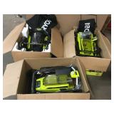 Lot of 3 Ryobi 40V Cordless Lawnmowers 2 of them have a battery and charger one is tool only customer returns see pictures