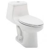 Glacier Bay Erica 12 in. Rough-In 1-piece 1.28 GPF Single Flush Elongated Toilet in White and Seat Included not used see pictures