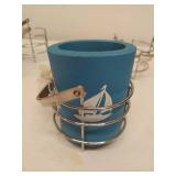 Three Metal Mug Size Beverage Holders