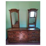 Lowboy Dresser with Two Mirrors