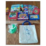 Collection of kids promotional products and coloring supplies