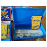Collection of kids promotional products and coloring supplies