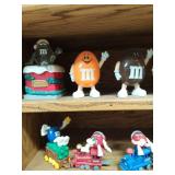 Collection of M&M Toys with Shelf