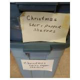 Two Bins Full of Holiday Salt and Pepper Shakers