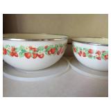 Two Nesting Metal Mixing Bowls with plastic lids