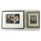 Two Framed Contemporary Fairy Tale Paintings