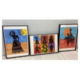 Set of 3 Framed Fairytale Themed Multi-Media Prints by: Joellyn Rock 2004
