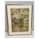Beautiful Framed Vintage Snow White & the 7 Dwarves Themed Print