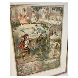 Beautiful Framed Vintage Snow White & the 7 Dwarves Themed Print