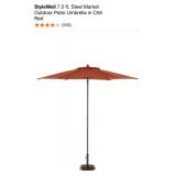 STYLEWELL 7.5 FT. STEEL MARKET OUTDOOR PATIO UMBRELLA IN CHILI RED & BLACK STYLEWELL UMBRELLA BASE. SEE PICTURES!!