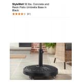 ASSORTED PATIO UMBRELLA BASES. SEE PICTURES!!
