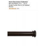 HOME DECORATORS COLLECTION MIX AND MATCH 72 IN. - 144 IN. SINGLE CURTAIN ROD IN OIL RUBBED BRONZE. SEE PICTURES!!