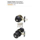 COPPER CREEK COLONIAL BLACK ENTRY DOOR KNOB WITH DEADBOLT. SEE PICTURES!!