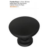 FRANKLIN BRASS 1-1/8 IN. (29 MM) MATTE BLACK FLAT TOP ROUND CABINET KNOB (10-PACK). SEE PICTURES!!