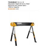 TOUGHBUILT 42.4 W ADJUSTABLE HEIGHT STEEL SAWHORSE AND JOBSITE TABLE & GELFIT BLACK THIGH SUPPORT STABILIZATION KNEE PAD. SEE PICTURES!!
