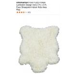 OTTOMANSON PURE FUZZY FLOKATI LAMBSKIN DESIGN IVORY 2 FT. X 3 FT. FAUX SHEEPSKIN INDOOR KIDS ARE RUG. SEE PICTURES!!