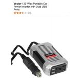VECTOR 120-WATT PORTABLE CAR POWER INVERTER WITH DUAL USB PORTS. SEE PICTURES!!