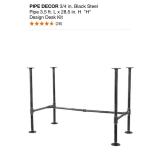 PIPE DECOR 3/4 IN. BLACK STEEL PIPE 3.5 FT. L X 28.5 IN. H "H" DESIGN DESK KIT. SEE PICTURE!!