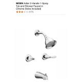 ASSORTED MOEN TUB AND SHOWER FAUCET & 2-HANDLE HIGH-ARC BATHROOM FAUCET. VARIOUS CONDITIONS. SEE PICTURES!!