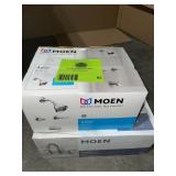 ASSORTED MOEN TUB AND SHOWER FAUCET & 2-HANDLE HIGH-ARC BATHROOM FAUCET. VARIOUS CONDITIONS. SEE PICTURES!!