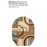 WELL WOVEN BARCLAY ARCS AND SHAPES MODERN LIGHT BLUE 3 FT. 11 IN. X 5 FT. 9 IN. OVAL AREA RUG. SEE PICTURES!!
