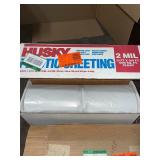ASSORTED HUSKY 4 FT. X 100 FT. CLEAR 4 MIL PLASTIC SHEETING & 10 FT. X 100 FT. CLEAR 2 MIL. PLASTIC SHEETING. SEE PICTURES!!