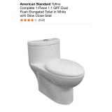 AMERICAN STANDARD TOFINO COMPLETE 1-PIECE 1.1 GPF DUAL FLUSH ELONGATED TOILET IN WHITE WITH SLOW CLOSE SEAT. SEE PICTURES!!