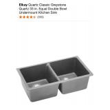 ELKAY QUARTZ CLASSIC GREYSTONE QUARTZ 33 IN. EQUAL DOUBLE BOWL UNDERMOUNT KITCHEN SINK. SEE PICTURES!!