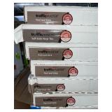 TRAFFICMASTER GROUTABLE 18 IN. X 18 IN. WHITE AND GREY TAVERTINE PEEL AND STICK VINYL TILE (36 SQ. FT. / CASE ). SEE PICTURES!!