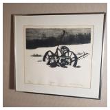"Mower" Lithograph print Signed Edward McDeunky