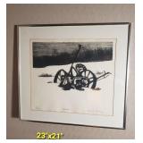 "Mower" Lithograph print Signed Edward McDeunky