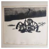 "Mower" Lithograph print Signed Edward McDeunky