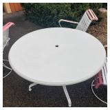 Trendy Werzalit Outdoor Table and Home Crest Chairs with Umbrella