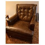 Vintage Henredon Coffee Brown Leather Club Arm Chair