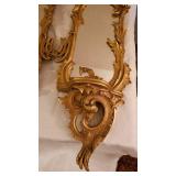 Gold Gilt French Mirrored Wall Sconces