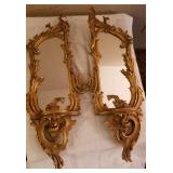 Gold Gilt French Mirrored Wall Sconces