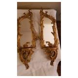 Gold Gilt French Mirrored Wall Sconces