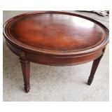 Vintage Leather Insert Drum Cocktail Table