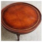 Vintage Leather Insert Drum Cocktail Table