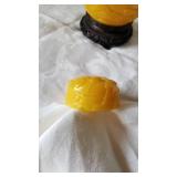 Antique Asian Cherry Blosom Yellow Glass Ginger Jar